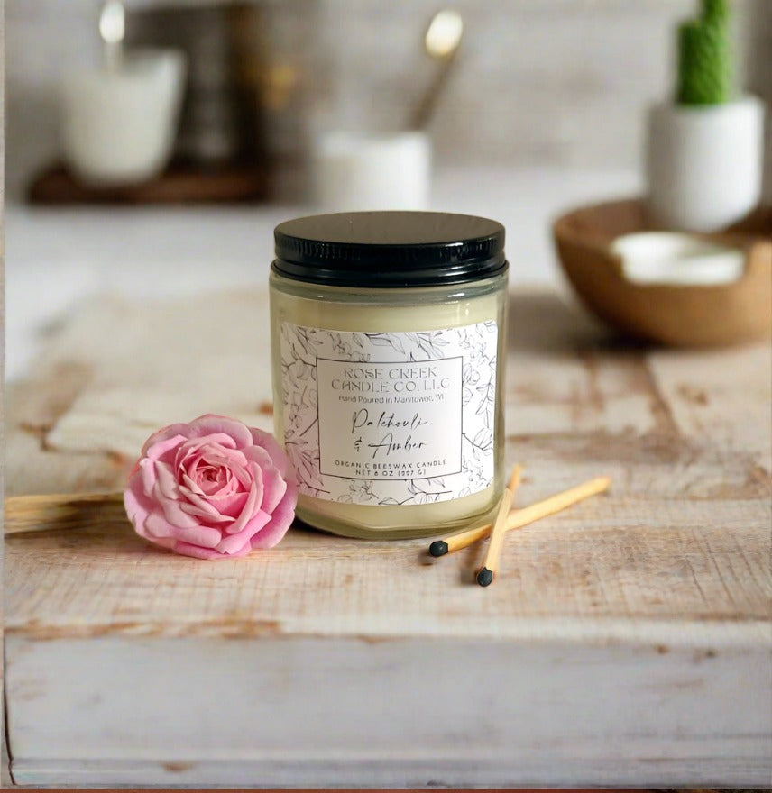 8 oz. Organic Beeswax Candles - Amber & Clear Jars