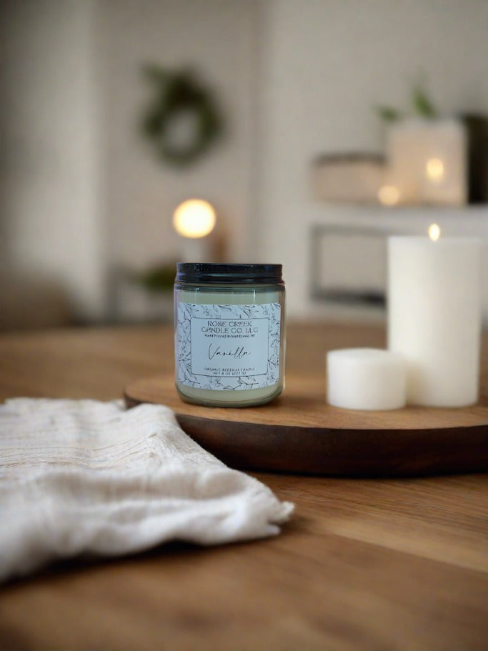 8 oz. Organic Beeswax Candles - Amber & Clear Jars