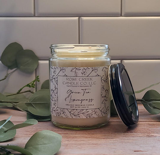 16 oz. Organic Beeswax Candles - Clear Jar with 2 wicks