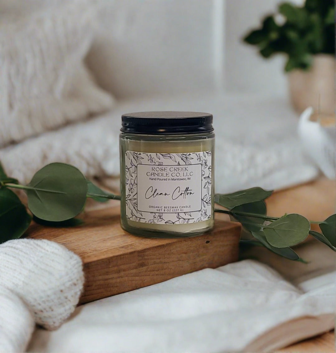 8 oz. Organic Beeswax Candles - Amber & Clear Jars