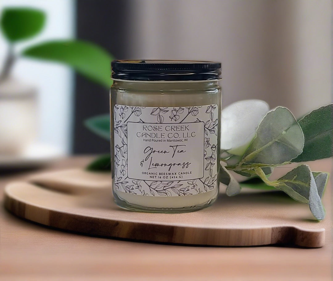 16 oz. Organic Beeswax Candles - Clear Jar with 2 wicks