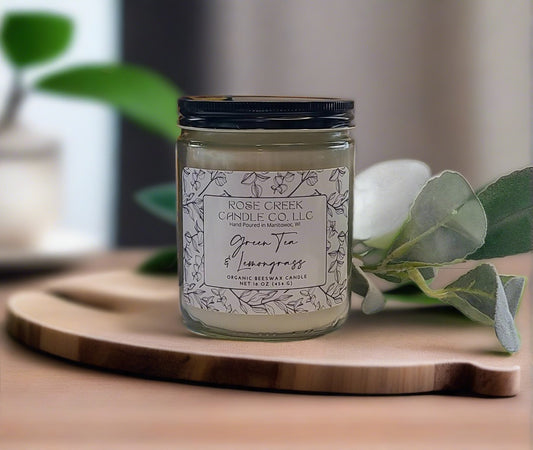 16 oz. Organic Beeswax Candles - Clear Jar with 2 wicks