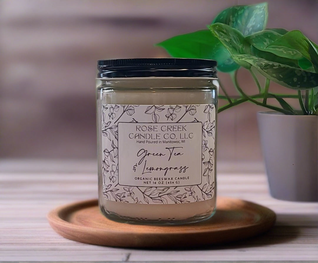 16 oz. Organic Beeswax Candles - Clear Jar with 2 wicks