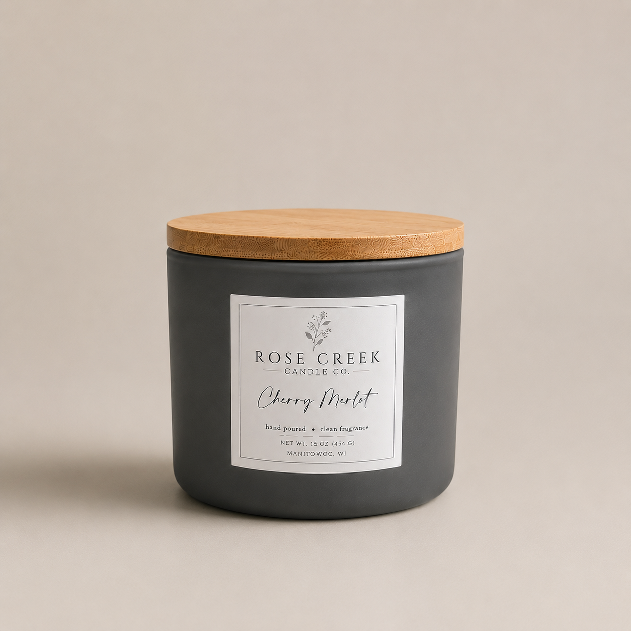 16 oz Beeswax Candle - 3 wicks in a Decorative Gray Jar with Wood Lid