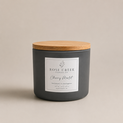 16 oz Beeswax Candle - 3 wicks in a Decorative Gray Jar with Wood Lid
