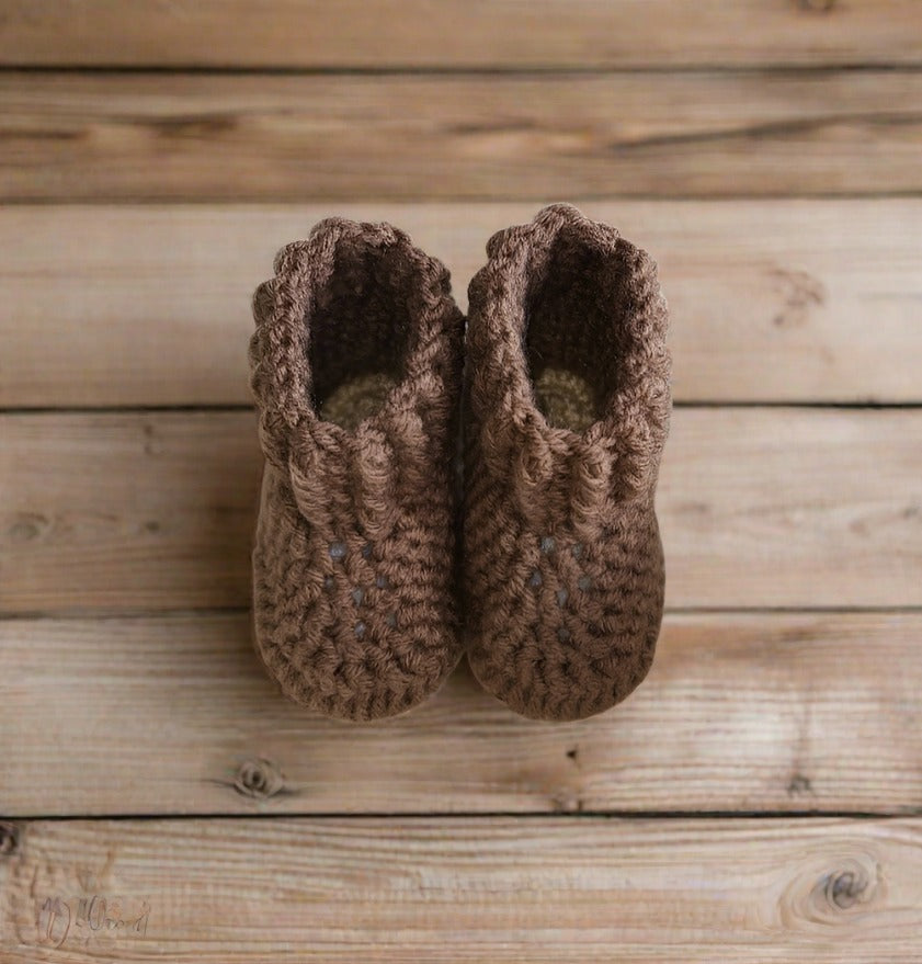 Handmade Baby Boots/Booties with Ribbed Cuff