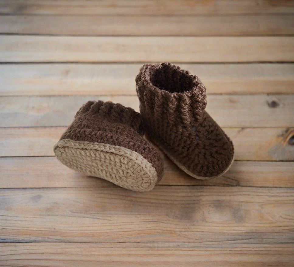 Handmade Baby Boots/Booties with Ribbed Cuff