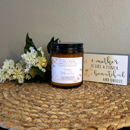 Mother's Day Personalized Organic Beeswax Candles - 8 oz. Amber Jar