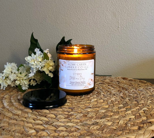 Mother's Day Personalized Organic Beeswax Candles - 8 oz. Amber Jar