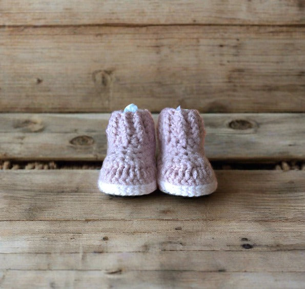 Handmade Baby Boots/Booties with Ribbed Cuff