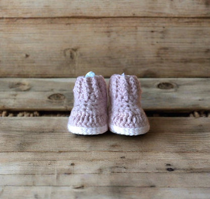 Handmade Baby Boots/Booties with Ribbed Cuff