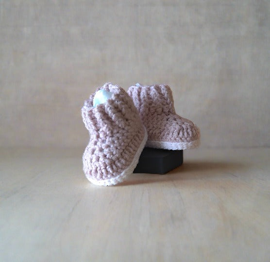 Handmade Baby Boots/Booties with Ribbed Cuff
