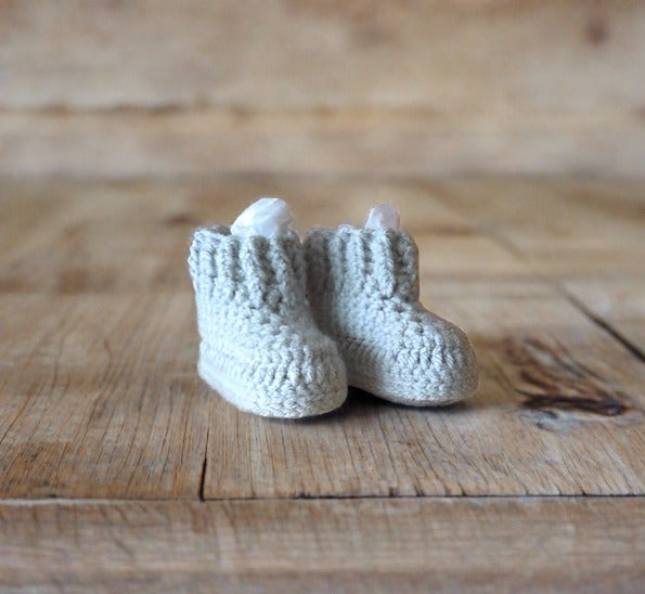 Handmade Baby Boots/Booties with Ribbed Cuff