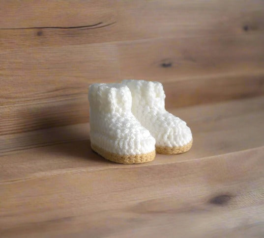 Handmade Baby Boots/Booties with Ribbed Cuff