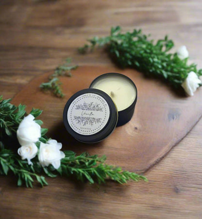 4 oz. Organic Beeswax Candles - Black & White Tins