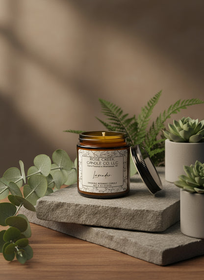 4 oz. Organic Beeswax Candles - Amber & Clear Jars