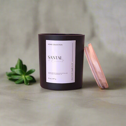 14 oz Organic Beeswax Candle - 2 cotton wicks in a Decorative Black Jar with Wood Lid