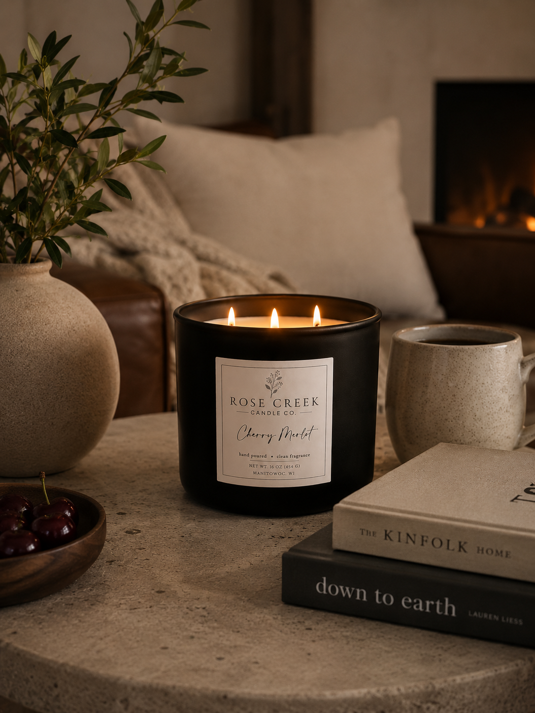 16 oz Beeswax Candle - 3 wicks in a Decorative Gray Jar with Wood Lid