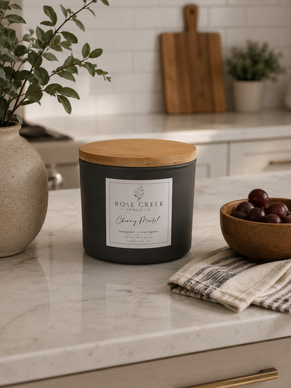 16 oz Beeswax Candle - 3 wicks in a Decorative Gray Jar with Wood Lid