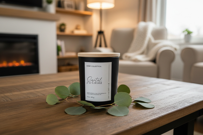 14 oz Beeswax Candle - 2 cotton wicks in a Decorative Black Jar with Wood Lid