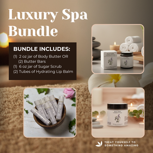 Luxury Spa Bundle | Body Butter/Butter Bar, Sugar Scrub, and Lip Balms