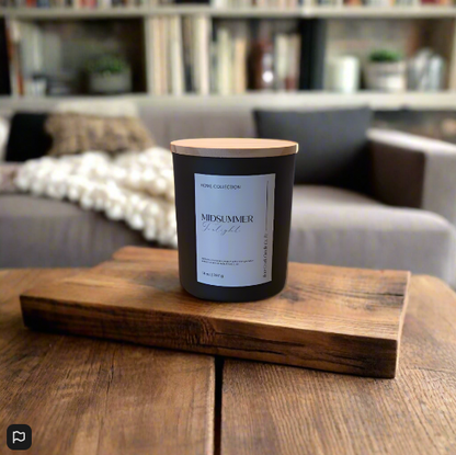 14 oz Organic Beeswax Candle - 2 cotton wicks in a Decorative Black Jar with Wood Lid