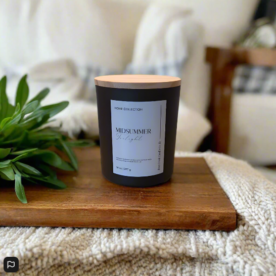 14 oz Organic Beeswax Candle - 2 cotton wicks in a Decorative Black Jar with Wood Lid