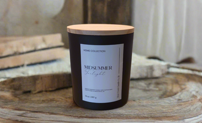 14 oz Organic Beeswax Candle - 2 cotton wicks in a Decorative Black Jar with Wood Lid