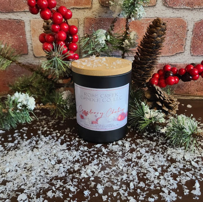 Holiday Label - Organic Beeswax Candles - Decorative Black Jar with Wood Lid - Net wt 6 oz