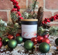 Holiday Label - Organic Beeswax Candles - Decorative Black Jar with Wood Lid - Net wt 6 oz
