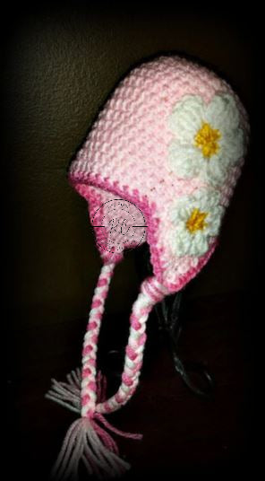 Handmade Flower Hat w/Ear Flaps - Custom Made