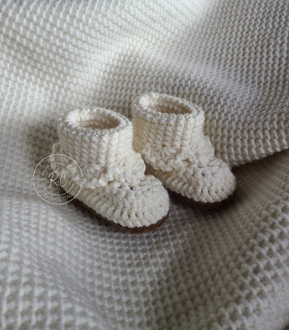 Handmade Baby Bootie with Ruffle