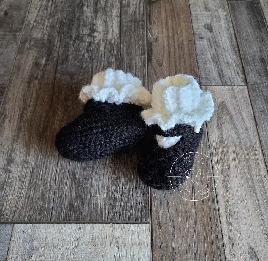 Handmade Mary Jane Booties with Ruffled Cuff