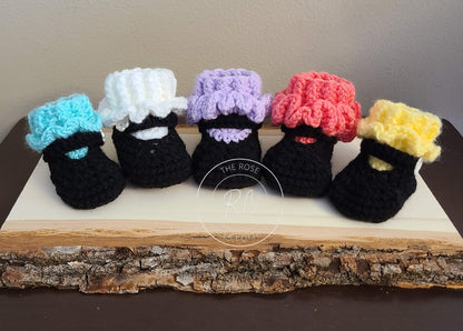 Handmade Mary Jane Booties with Ruffled Cuff